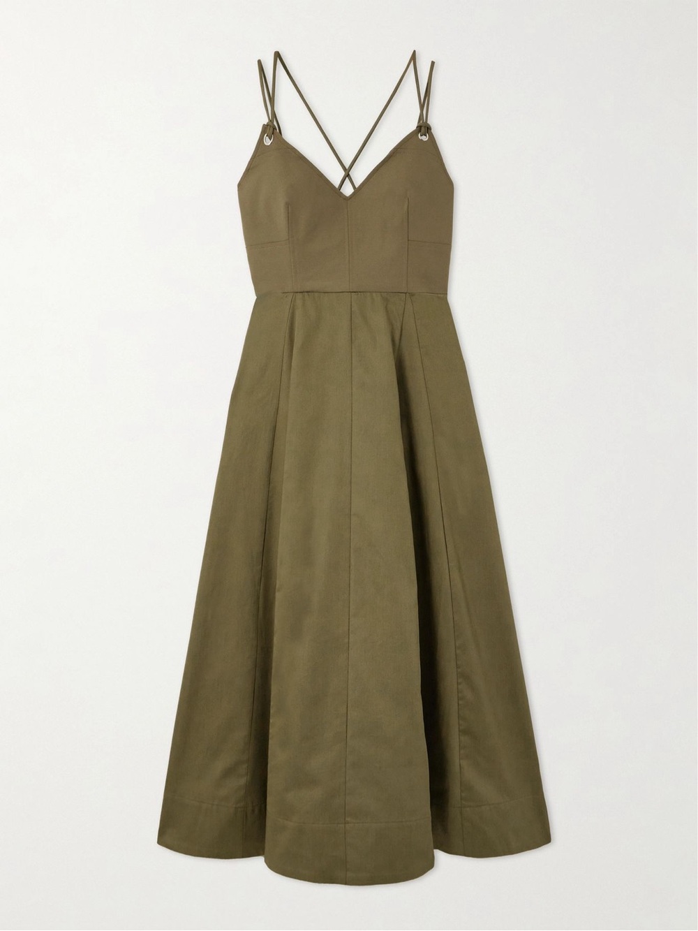 LA LIGNE ‘Pleated organic cotton-blend poplin and cotton midi dress’